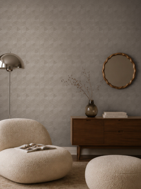 Cosiness geometric non-woven wallpaper in grey