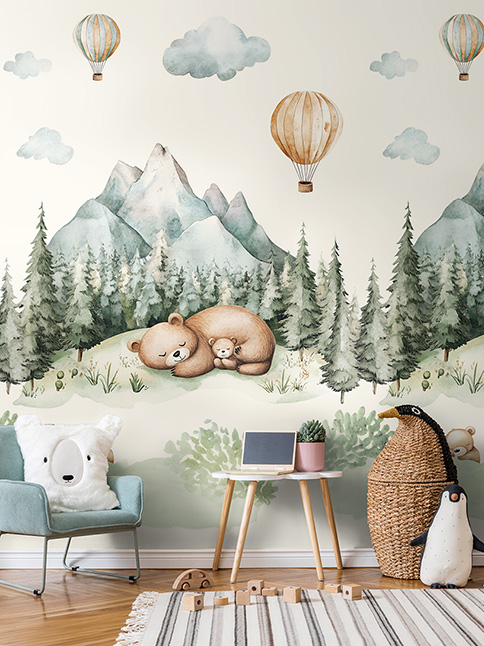 Kinderzimmerpanel mit schlafendem Bär 