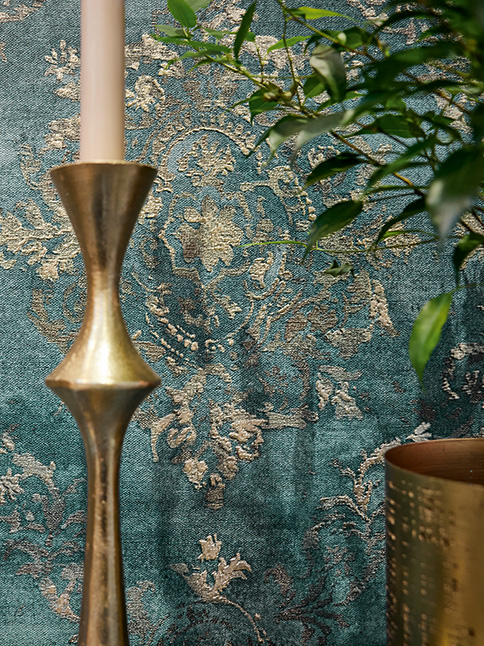  Petrol Tapete mit Klassik Ornamentmuster – Blau, Metallic