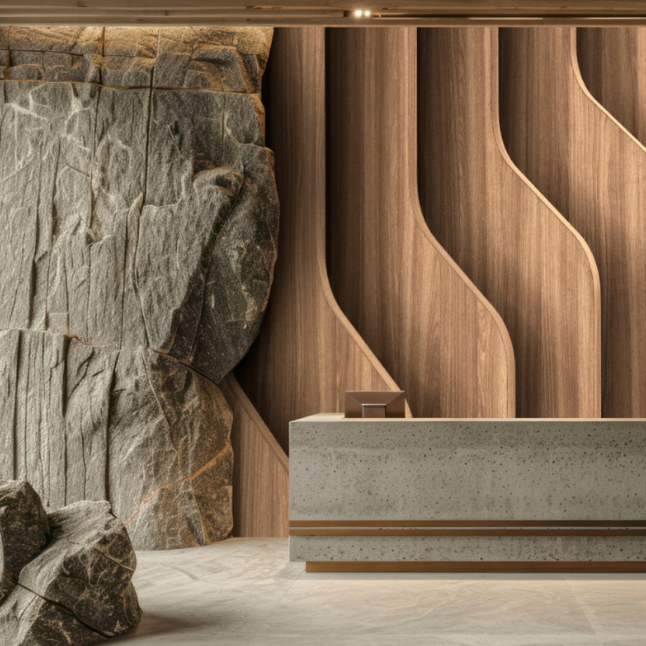 Brown photo wallpaper with wood motif