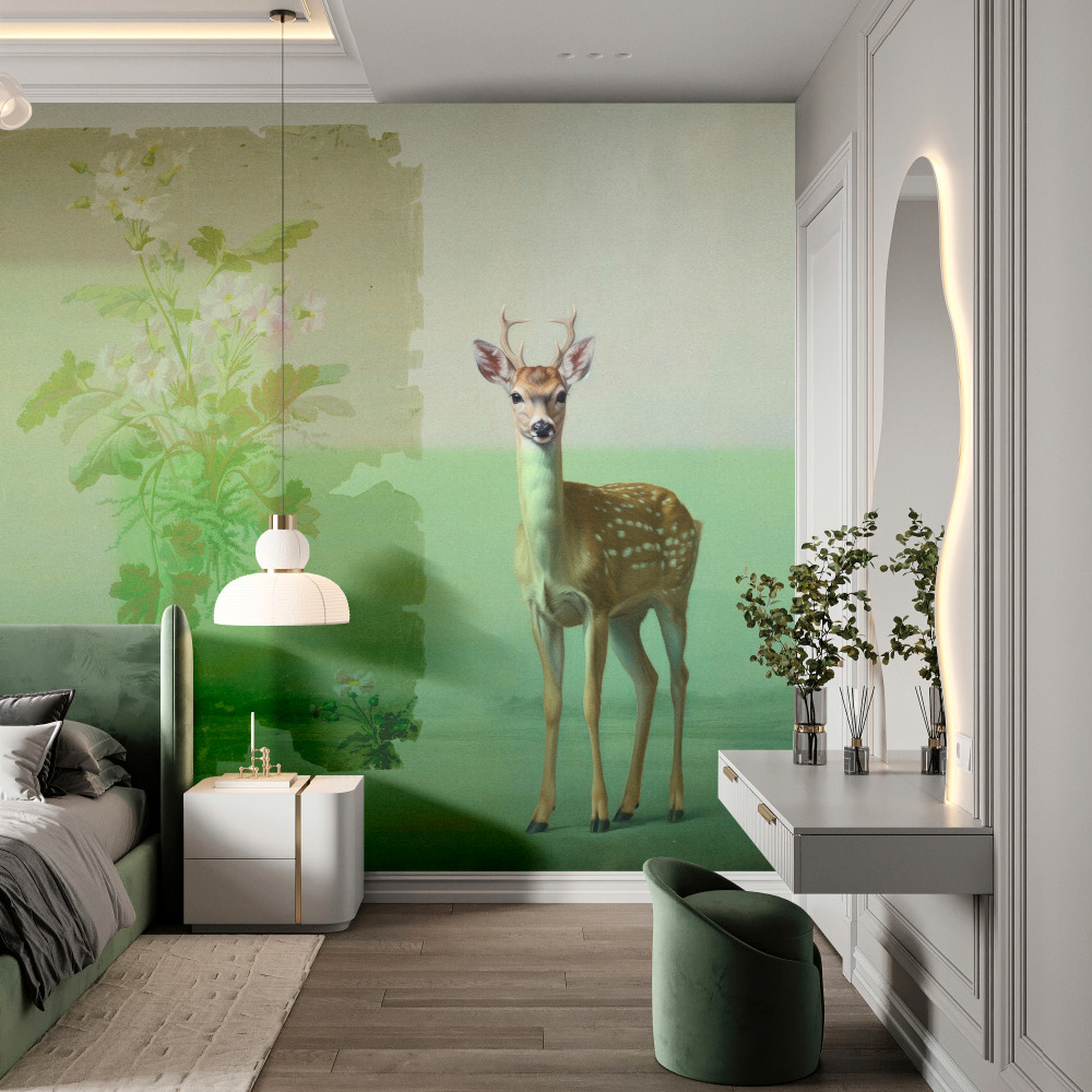 walls by patel V digital print wallpaper roe deer 