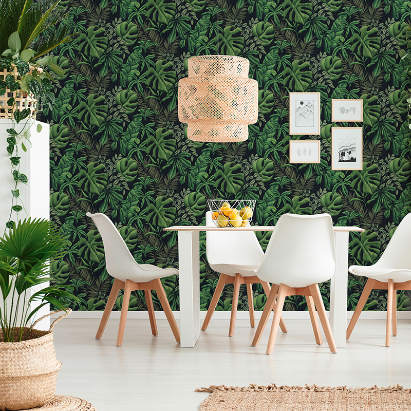 Wallpaper ferns & monstera, tropical foliage