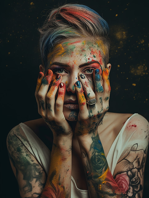 Woman with paints on her face