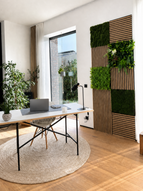 Acoustic panels and plant panels in the home office