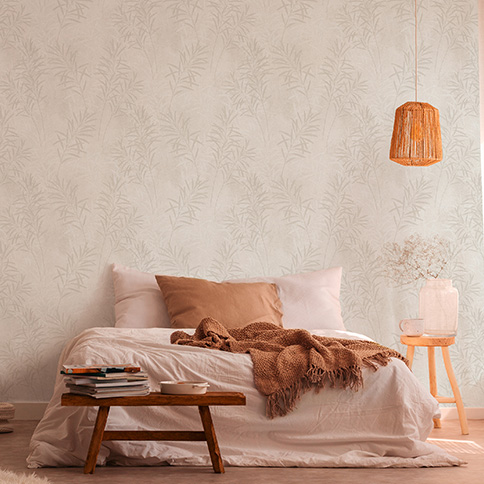 Photo d'une pièce papier peint moderne à motifs clairs dans le style scandinave