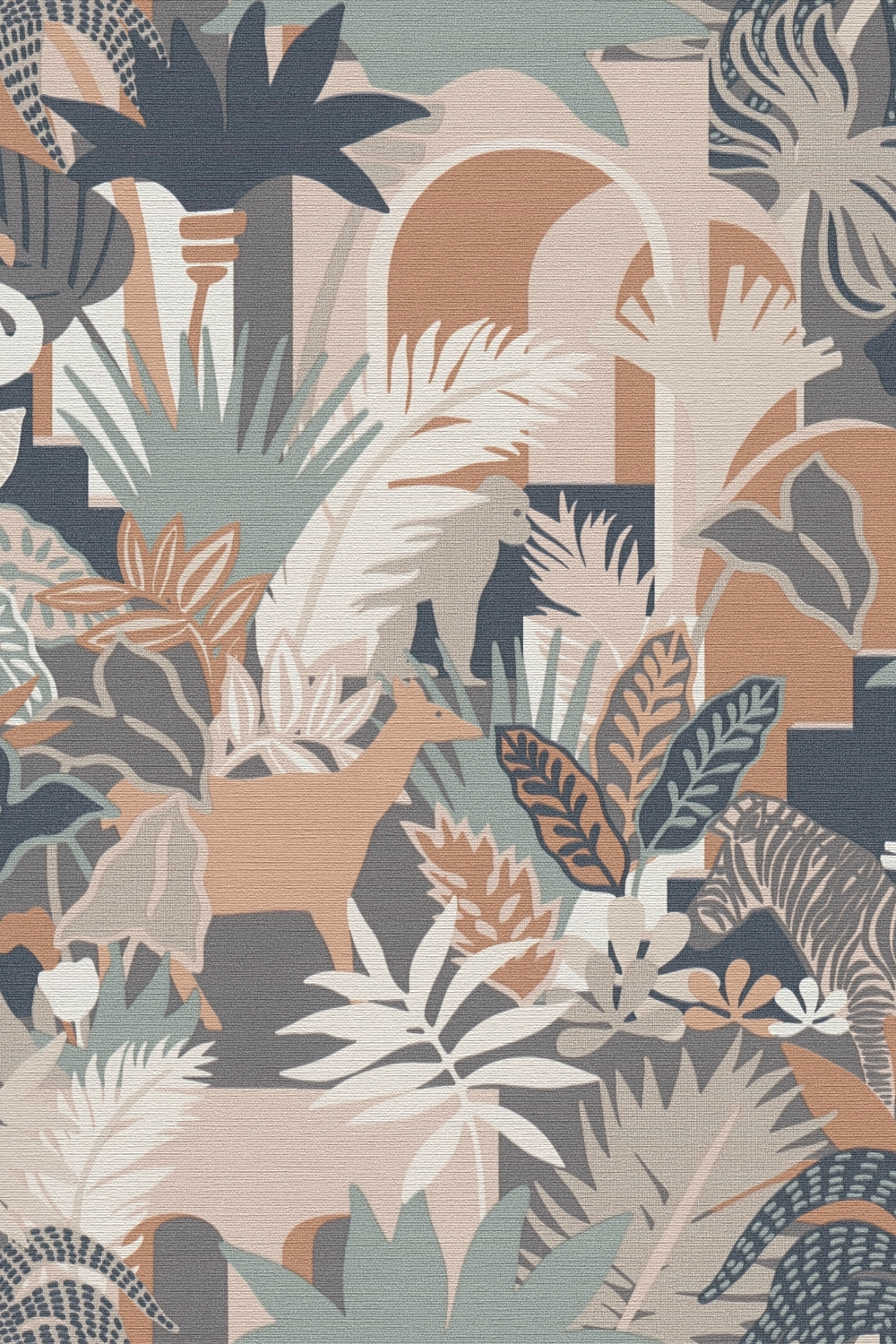 [Translate to Französisch:] Non-woven wallpaper in subtle colours with animals