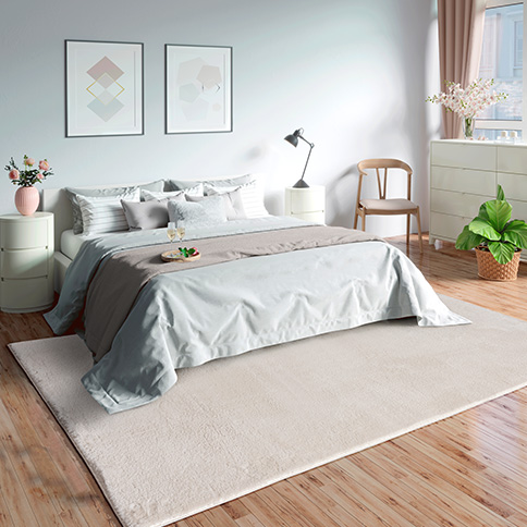 Chambre simple avec tapis beige