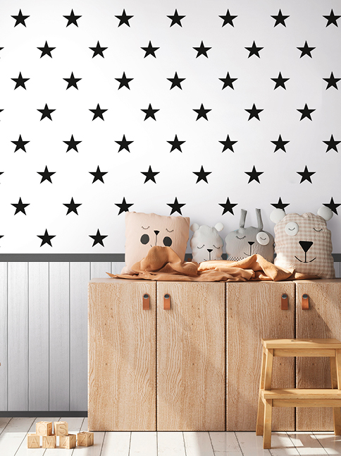 Kinderkamer met lambrisering met sterren
