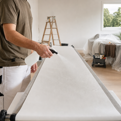 Aqua Grip Vliestapete mit Wasser aktivieren