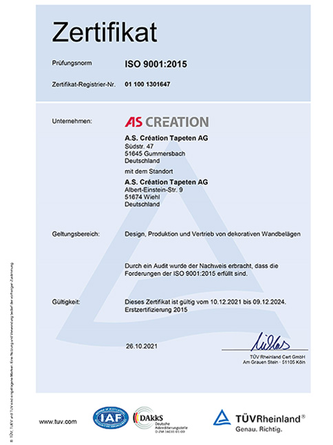 [Translate to Französisch:] Zertifikat ISO9001