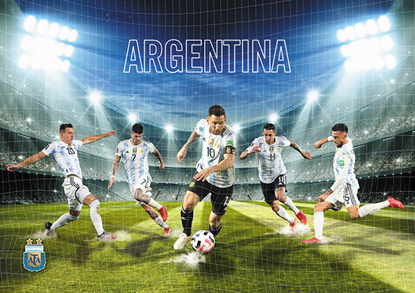 Wandschildering van Argentijnse voetballer