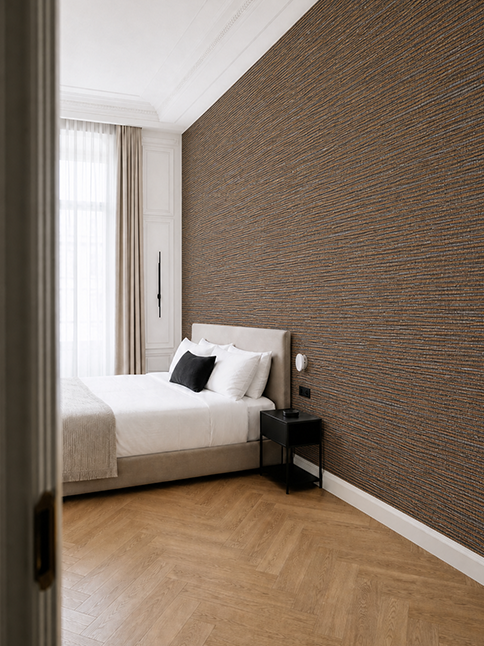 Braune Unitapete im Hotelzimmer modern