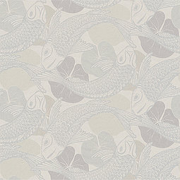 Koi Tapete im Asia Stil in Metallic-Farben – Beige, Grau, Metallic