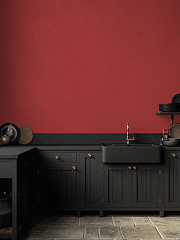 Rote Wandfarbe Raumbild Küche