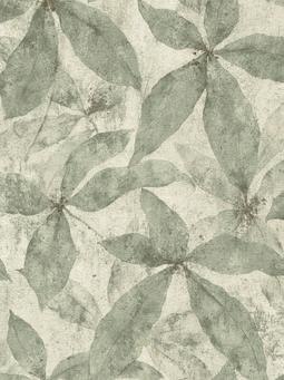 Botanisches Blattmuster Vliestapete mit leichter Struktur und mattem Finish – Creme, Creme, Grün