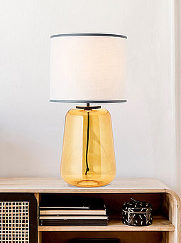 Tischlampe beige gelb