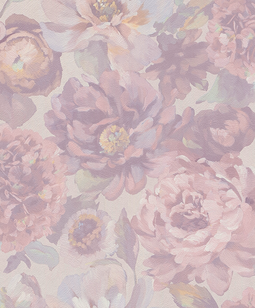 Florale Tapete mit großen Blumen in Pastellfarben
