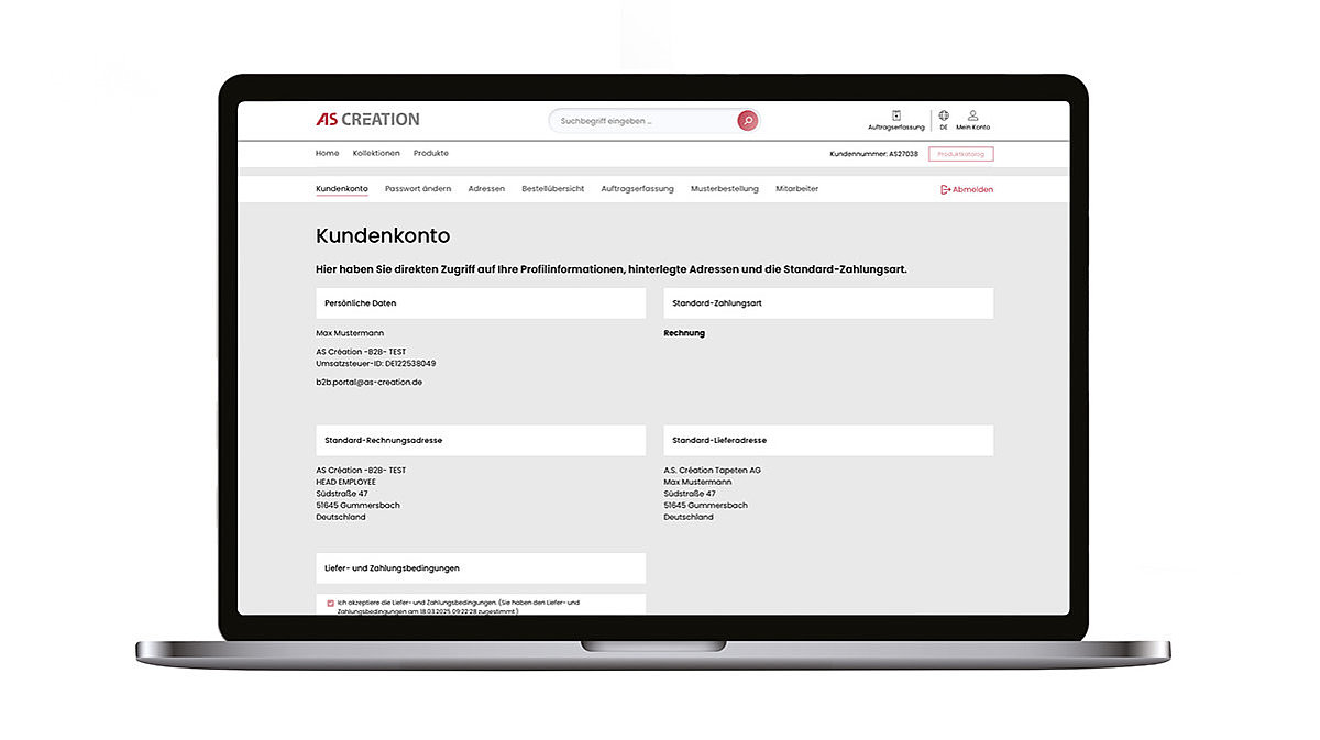 Mein Konto B2B-Portal