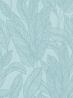 Blaue Tapete mit Palmblättern