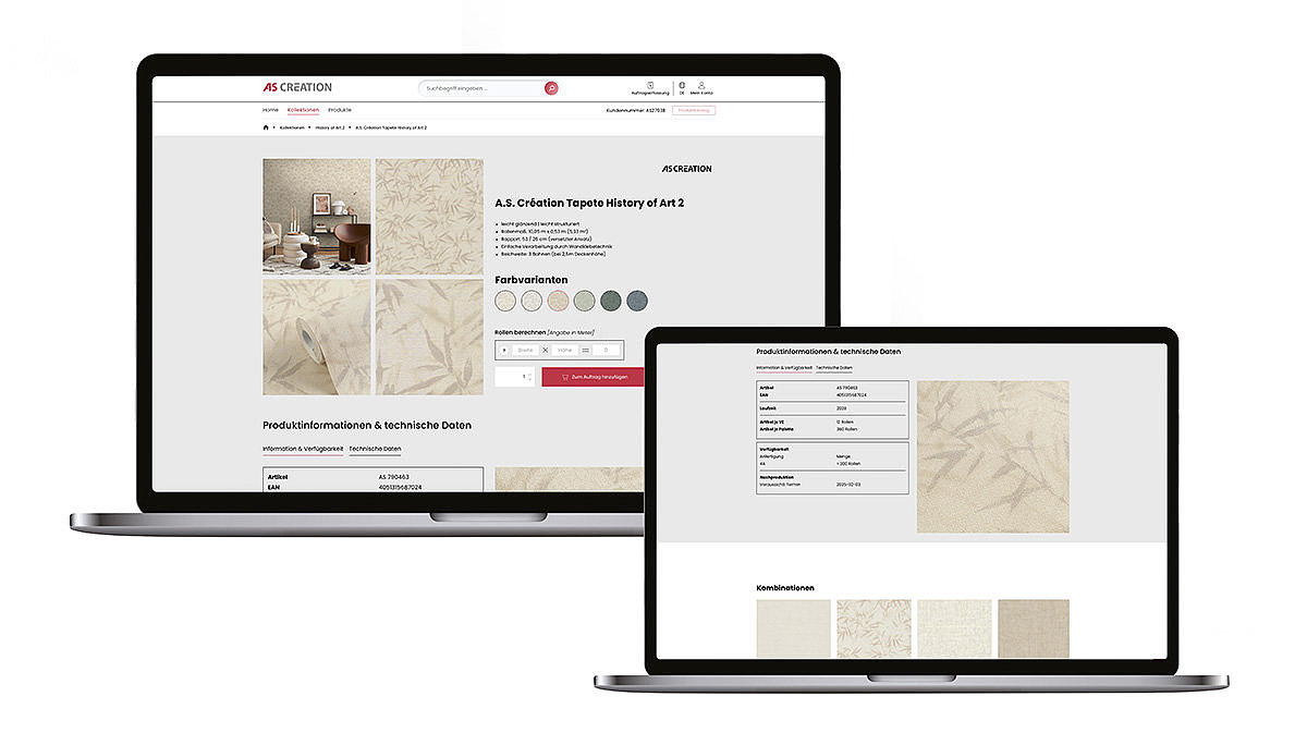 2 Laptops mit Produktseite Tapeten