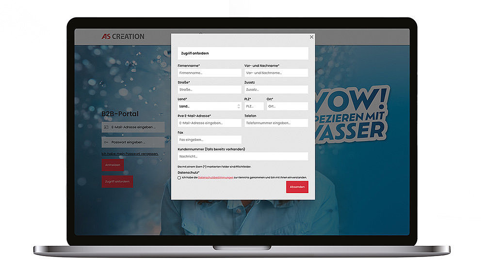 B2B Portal Zugriff anfordern