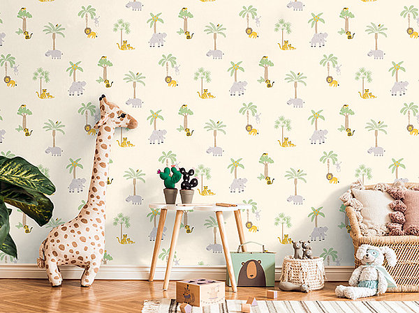Kinderzimmertapete mit Safari Motiven