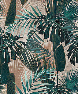  Wallpaper with jungle leaves motif