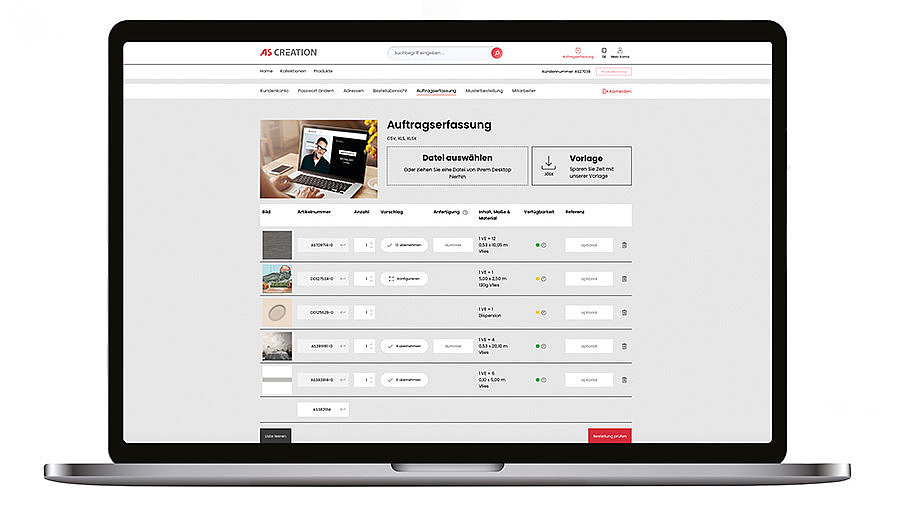 Laptop Auftragserfassung