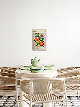 Raumbild mit Leinwandbild Orangen